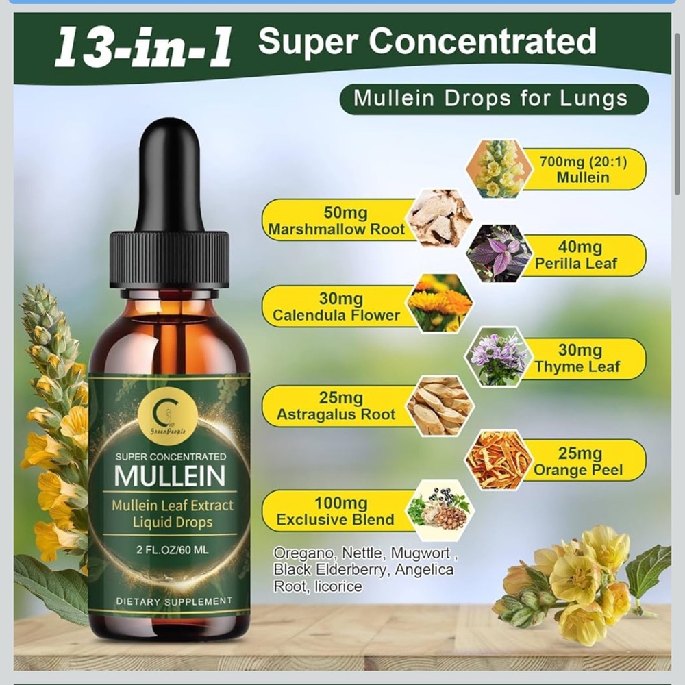 Mullein Leaf Extract Liquid Drops - 2 Pack - Picture 2 of 7